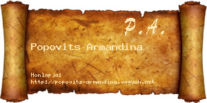 Popovits Armandina névjegykártya